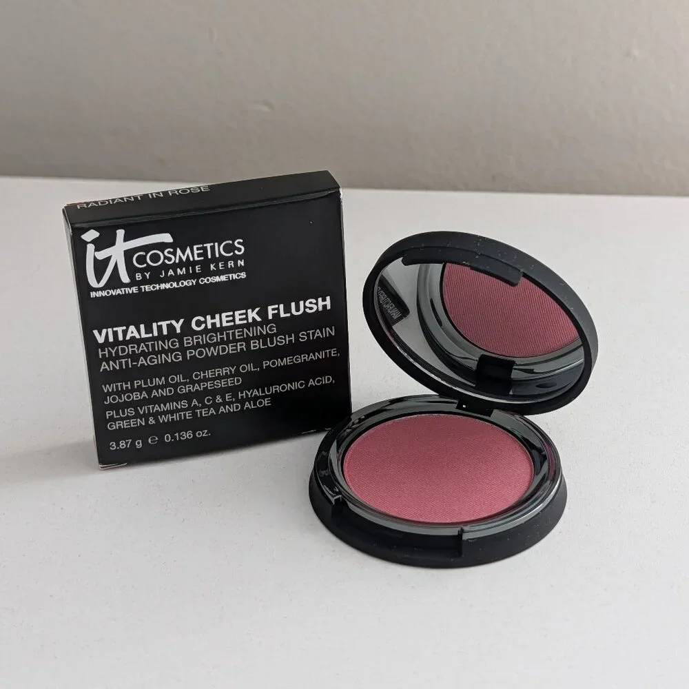IT Cosmetics Original Vitality Cheek Flush Powder BlushStain RADIANT IN ROSE NEW